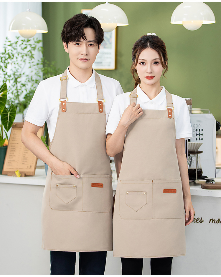 帆布围裙logo印字美甲烘焙咖啡奶茶店理发师防水防污耐穿的工作服详情24