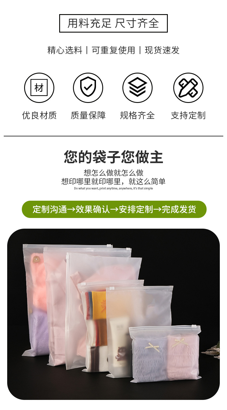 加厚eva透明磨砂拉链袋饰品内衣内裤包装袋塑料服装自封袋现货详情9