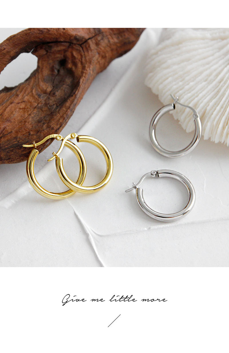 YEA492 Korean version S925 sterling silver earrings, minimalist geometric circular ring earrings, ear buckles, niche and elegant silver earrings pic 5