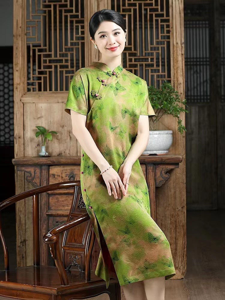 114门幅香云纱布料透空花罗提花23姆米真丝面料桑蚕丝旗袍连衣裙详情3