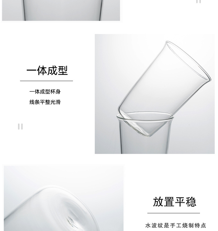 Creative single-layer cup without handle, latte, iced Americano, simple and transparent, household reverse mouth, high-temperature resistant glass cup pic 16