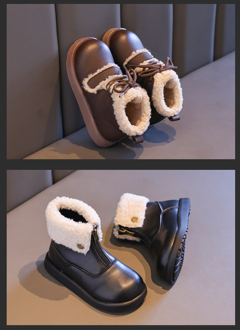 女童短筒棉靴2024冬新款中大童宝宝防滑加绒加厚棉鞋儿童保暖短靴详情10