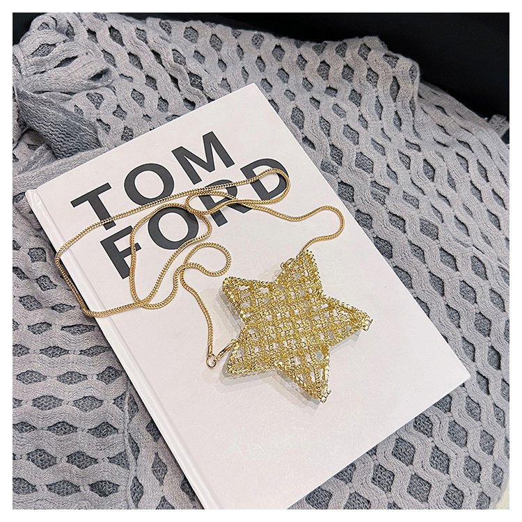 跨境2024夏新款小香风镂空金属星星包晚宴包单肩斜挎气质链条女包详情34