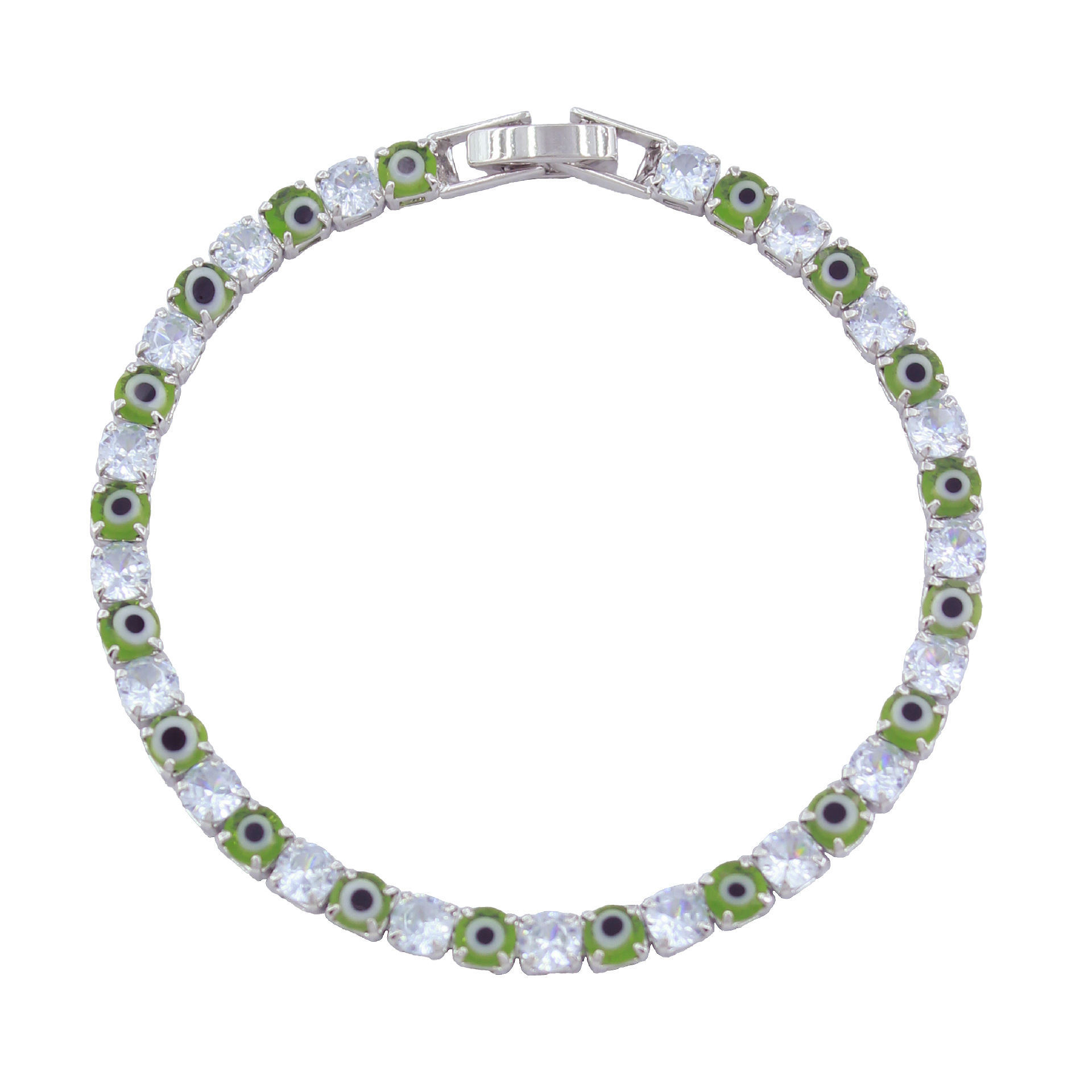 土耳其蓝眼睛恶魔之眼手链铜镀银满钻网球链跨境时尚邪眼饰品工厂批发详情13