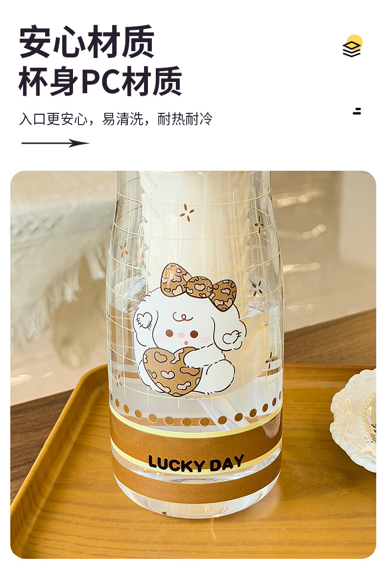 可爱卡通儿童吸管杯学生户外郊游便携随行杯情侣茶水分离塑料水杯 pic 5