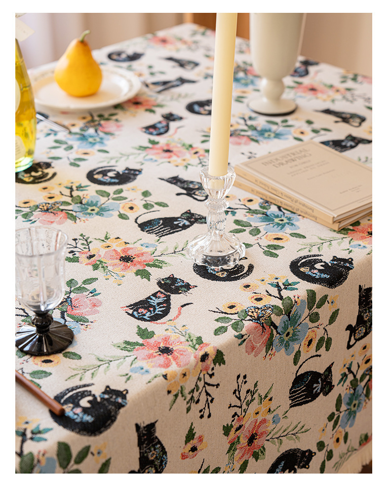 加厚油画风提花布艺桌布美式棉麻餐桌布茶几布长方形盖巾家用台布详情24