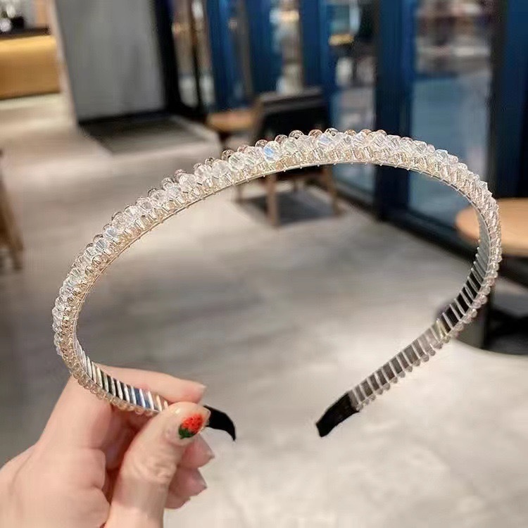 Summer headband: Silver, simple and fresh, ladylike, Instagram influencer style headband. Sweet diamond-encrusted headband pic 10