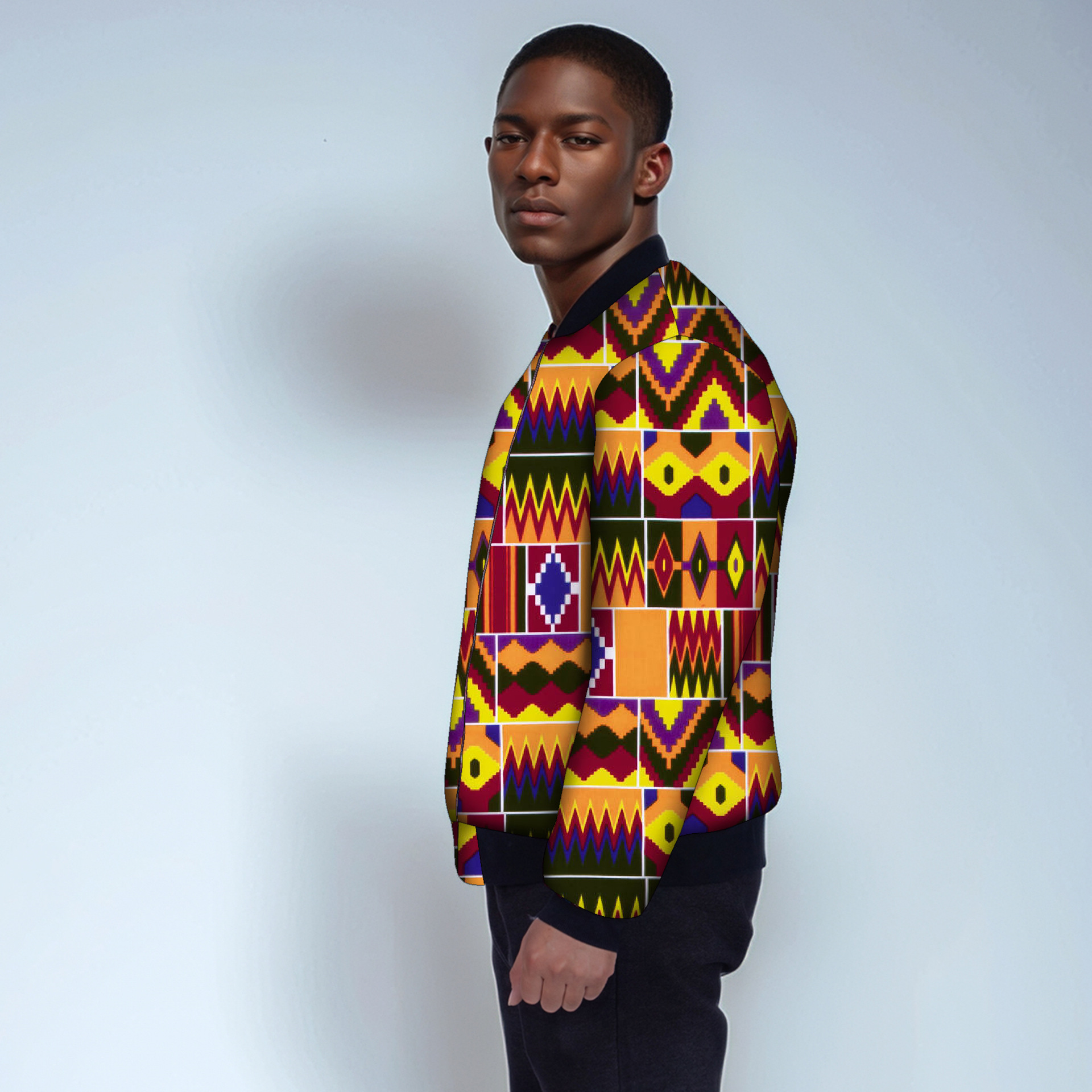 抽象图案加厚夹克男宽松潮流休闲外套春秋季穿搭详情11