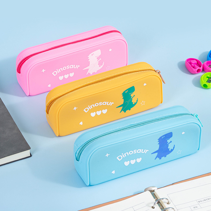 Silicone small dinosaur pen cases for both domestic and foreign trade, high appearance level pen cases, student stationery pic 6