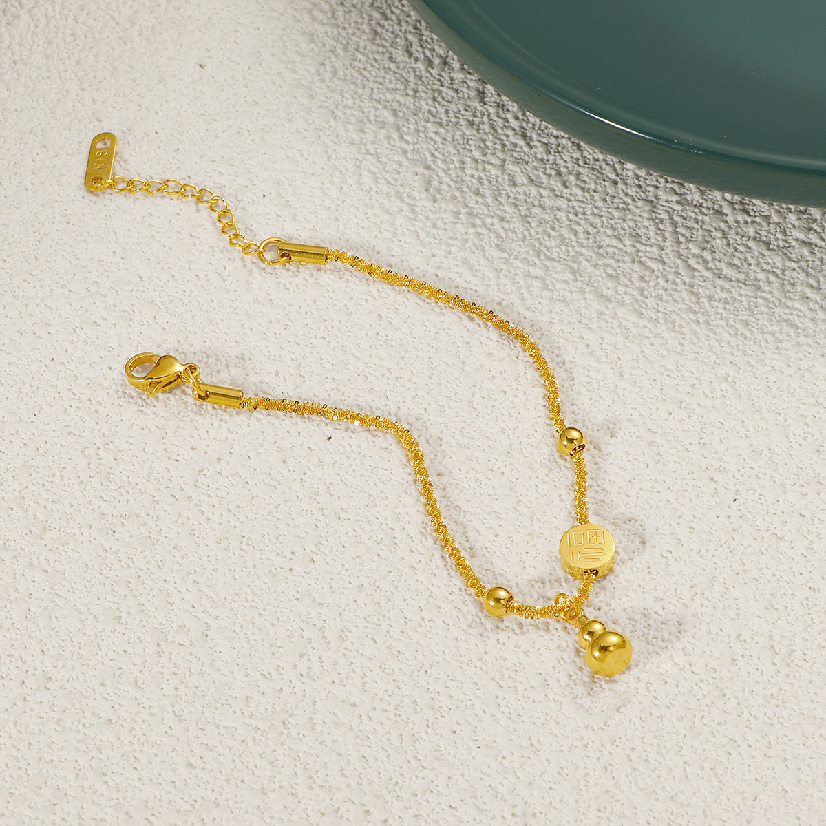 2024年新款福字葫芦手链平安福牌钛钢手饰轻奢精致新中式不掉色链详情6