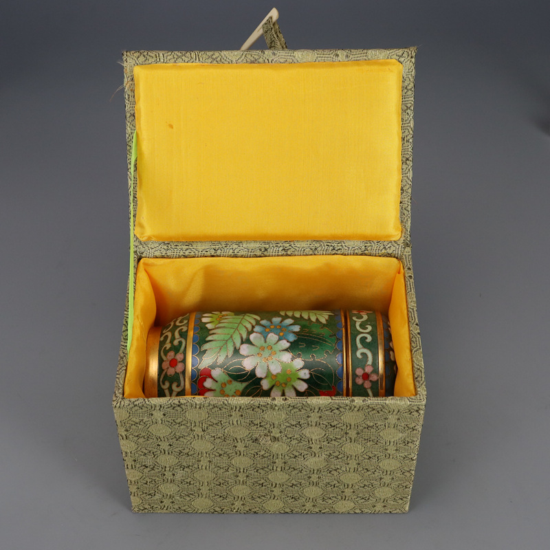 Beijing Cloisonne craft cultural gift and decorative item: Traditional copper body cloisonne enamel polished tea canister pic 5