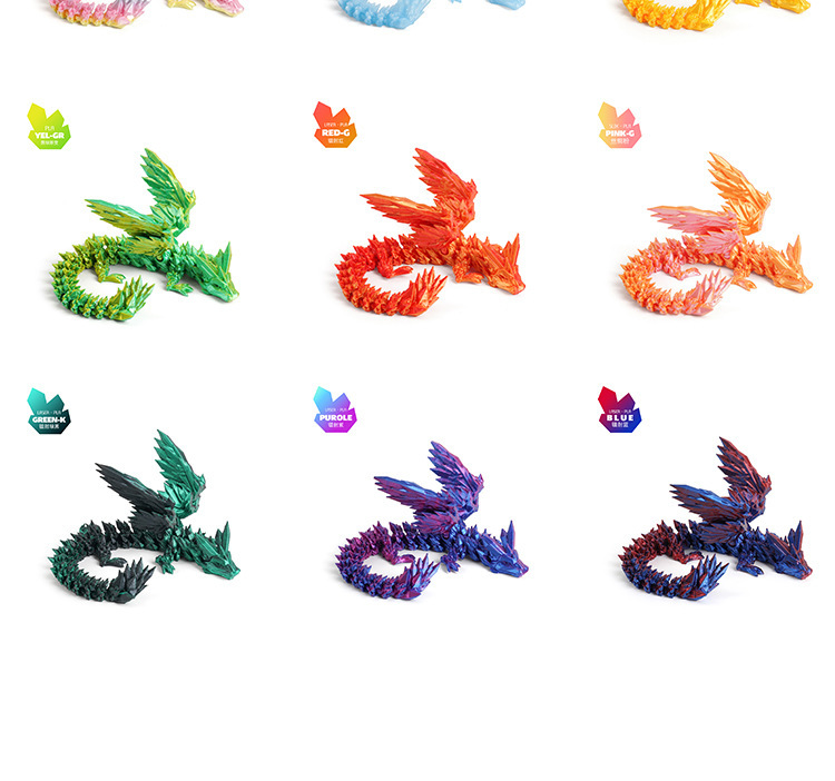跨境爆款3D打印水晶飞龙翅膀关节可活动创意神龙摆件手办礼物玩具详情9