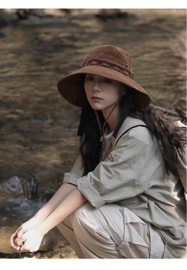 Big-headed sun hat, 2024 new style mountaineering hat, plus-size fisherman hat, outdoor western cowboy hat, large sun hat pic 8