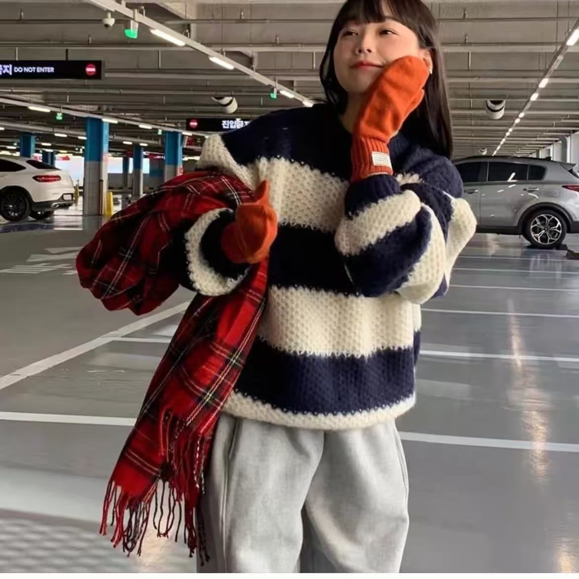 韩国东大门格子围巾女冬季新款仿羊绒格纹流苏大披肩详情7