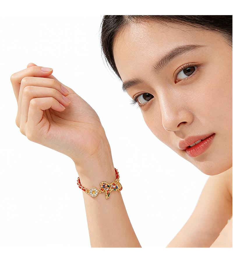 Hyacinth时尚轻奢本命年钱币马红绳手链气质高级感编织手绳小众马年手饰品详情10