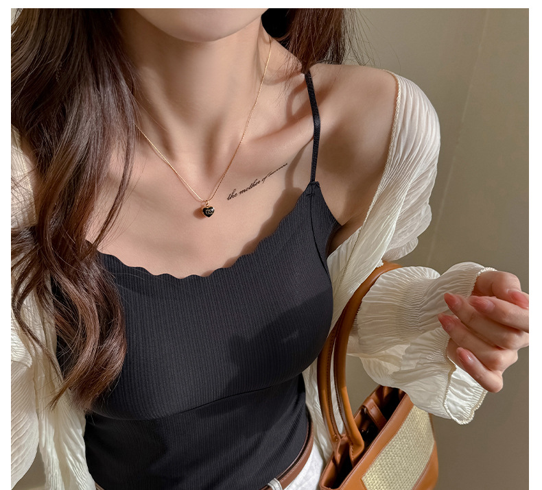 春夏季冰丝无痕带胸垫固定杯打底吊带背心女式内搭设计感性感上衣详情19