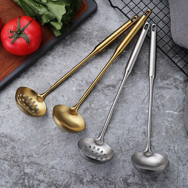 镀金 跨境 加厚不锈钢汤勺火锅漏勺隔油勺套装家用厨具防烫火锅勺详情15