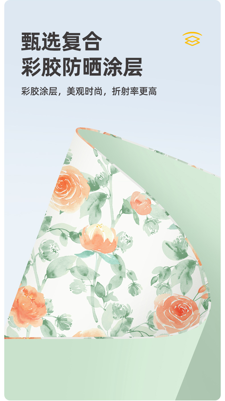新款三折8骨小金钩彩胶面料防晒防紫外线折叠遮阳伞现货一件代发详情12