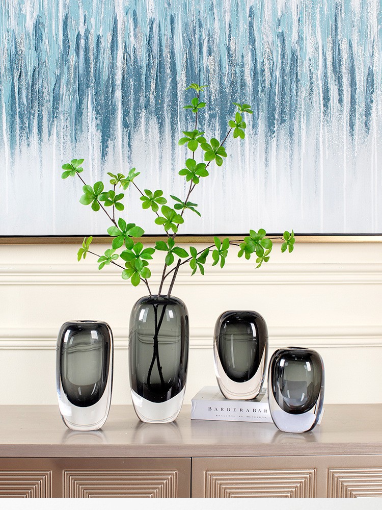 现代轻奢琉璃花瓶客厅插花玻璃花器会议桌玄关摆件高级感玻璃装饰详情12