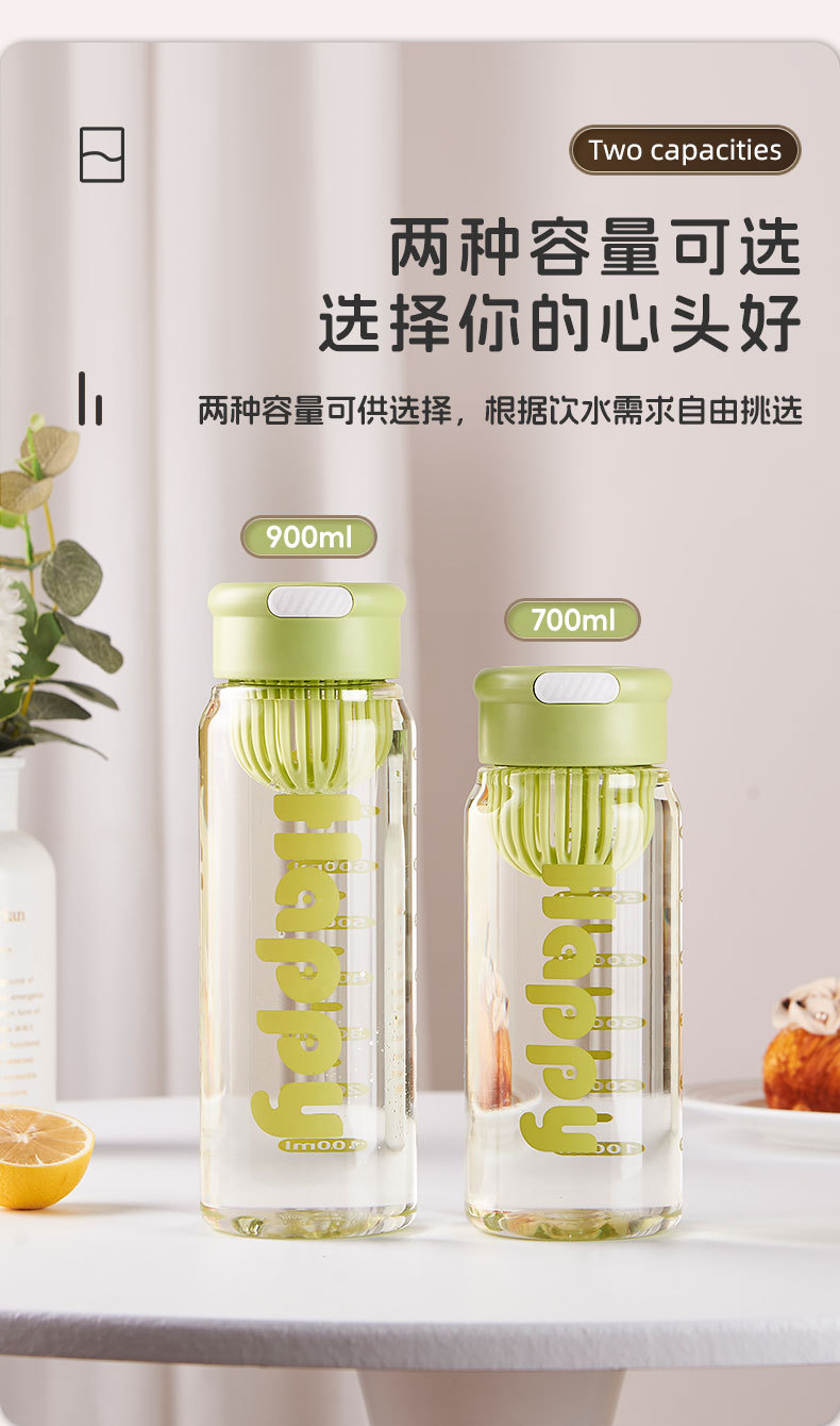 简约网红字母水杯带茶漏便携塑料水杯硅胶手提高颜值直饮杯太空杯详情7