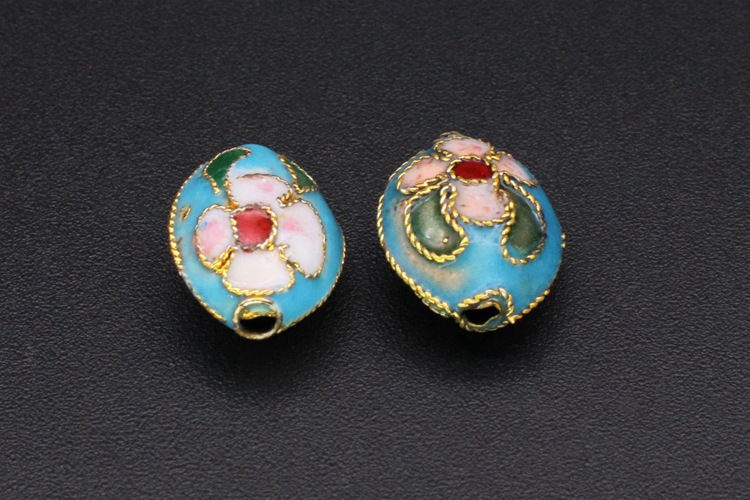 Traditional high-temperature cloisonne filigree silver blue DIY jewelry accessories, pearl Cloisonne 13*9 ladybug pic 5