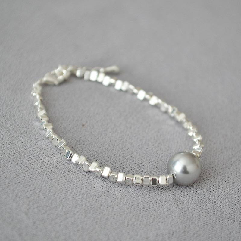 小红书网红款日韩小众轻奢质感不规则闪耀碎银子珍珠简约气质手链详情6