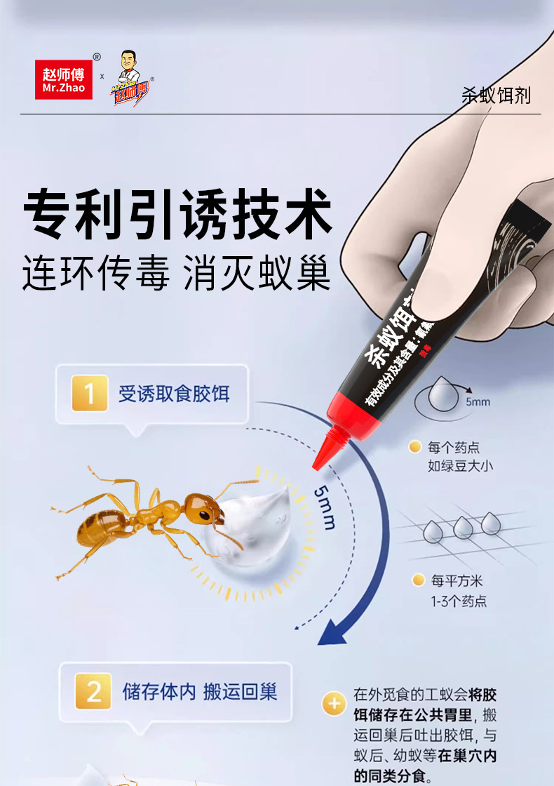 定制OEM/ODM赵师傅蚂蚁药贴牌代工灭红火蚁白蚁胶饵剂野外户外用详情10