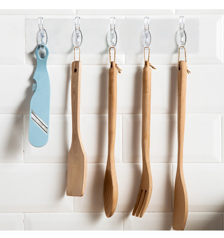 Transparent six-row hooks, no need for drilling, no trace, 5-row and 6-row adhesive hooks, wall-mounted door rear row hooks pic 8