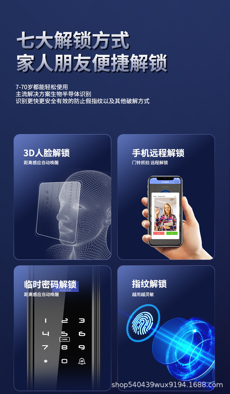 宝马智能锁全自动3D人脸识别指纹锁猫眼可视家用密码锁源头工厂详情9