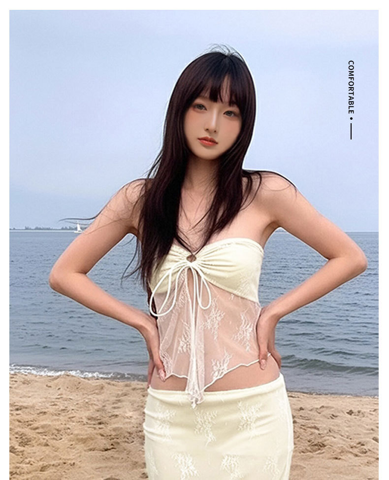 2026 New Goddess Sexy Swimsuit, slimming and charming for women, Island vacation photo Sexy lace strapless three-piece swimsuit 125218 pic 3