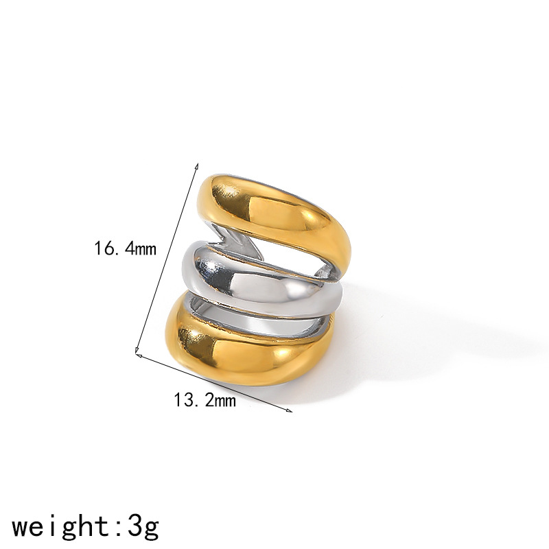 New cross-border Ins-style internet-famous titanium steel ear bone clips, no ear holes, versatile and high-end, 18K gold stainless steel ear clips pic 10