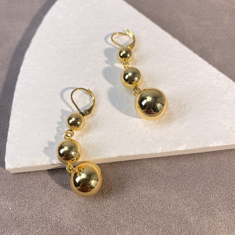 网红博主同款铜球耳环耳钉电镀真金日韩新款女欧美街拍超大耳环女详情3