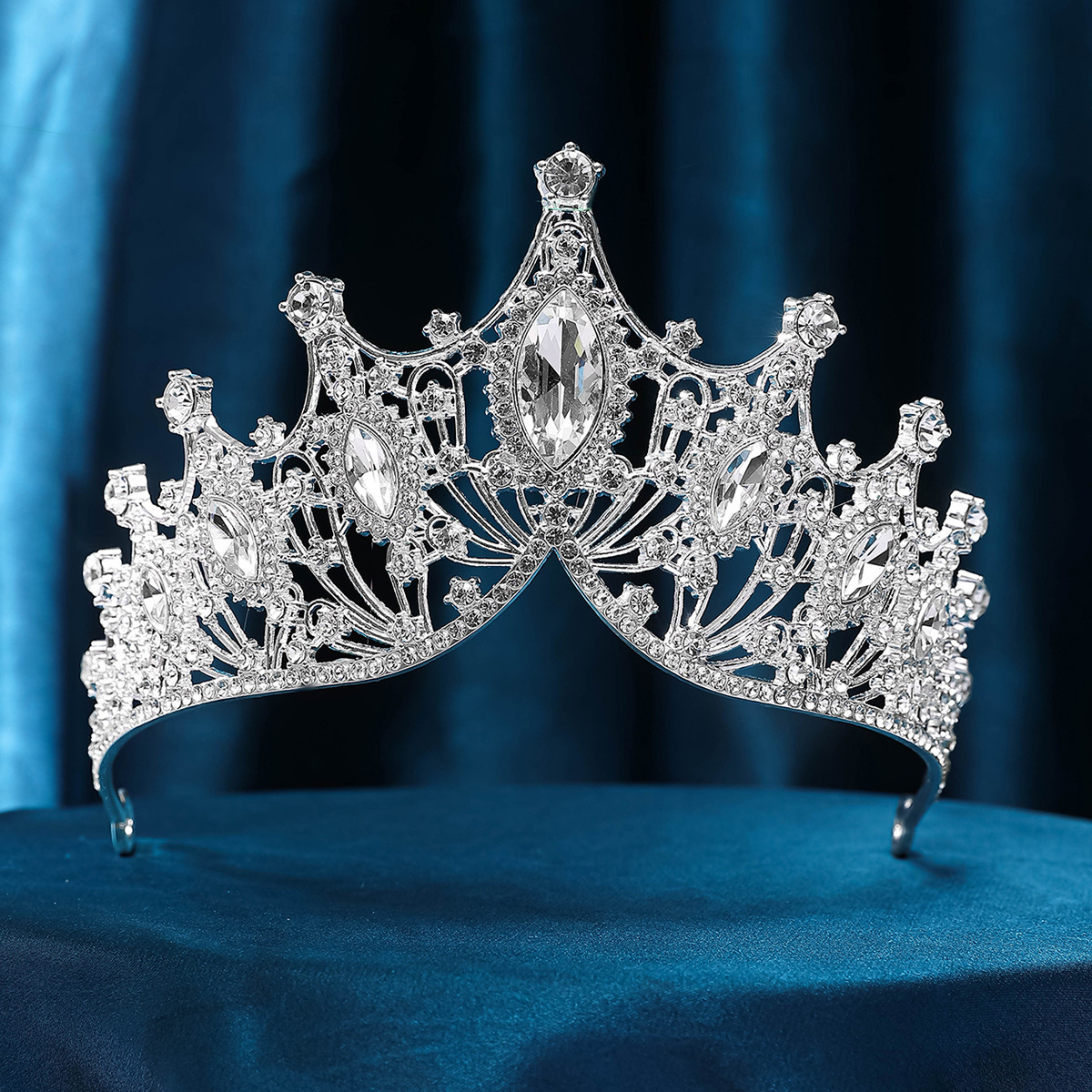 新娘皇冠头饰新娘巴洛克韩式水钻公主女王冠生日发饰端婚纱礼服配详情17