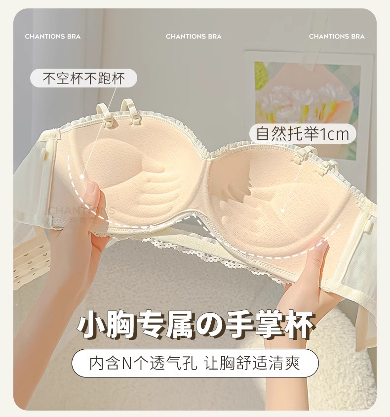 内衣女小胸聚拢薄款秋冬收副乳防下垂无钢圈性感蕾丝半杯文胸套装详情4