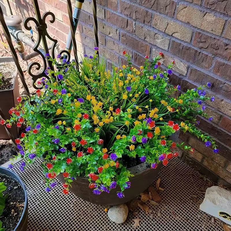 仿真花尤加利茶花户外橱窗植物园林婚庆路引屏风隔断装饰塑料花详情2