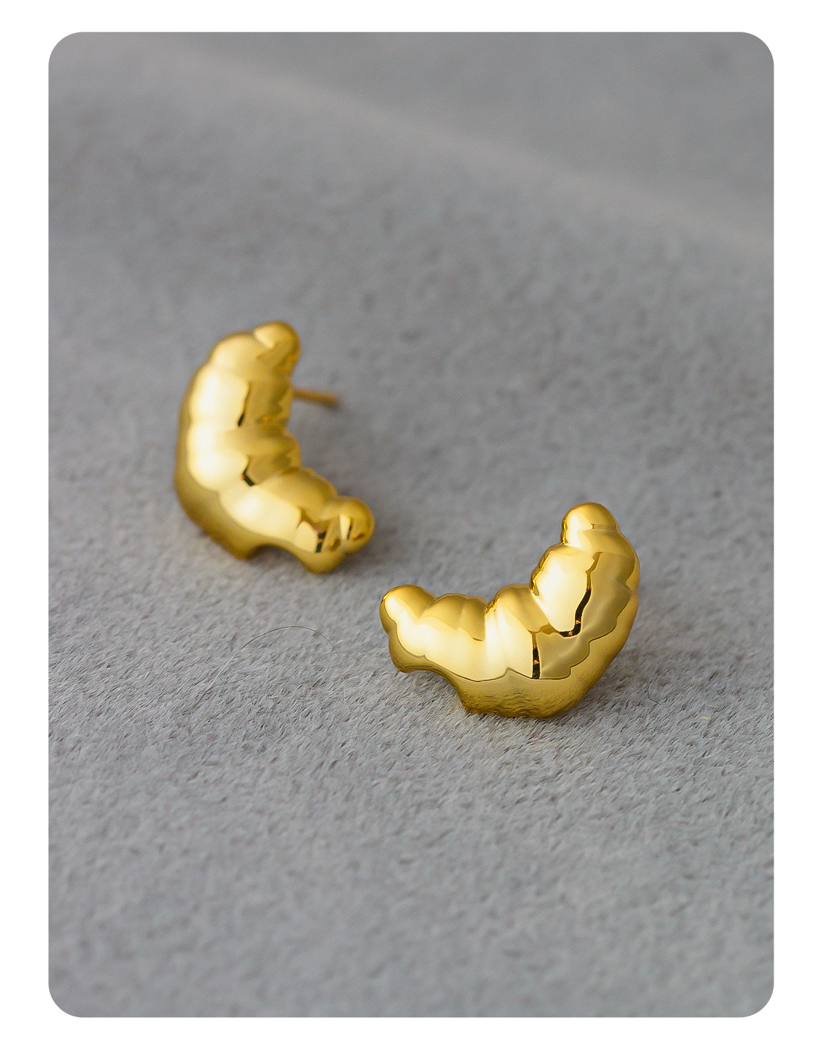 秋冬新款法式牛角包耳钉 简约气质独特个性冷淡风休闲小可颂耳钉详情9