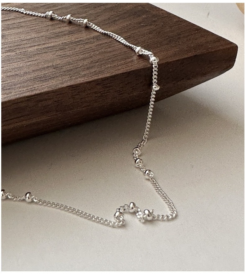 S925 sterling silver Korean version niche design hepatitis B interlocking beads fashionable collarbone chain Korean version simple Korean style necklace wholesale pic 4