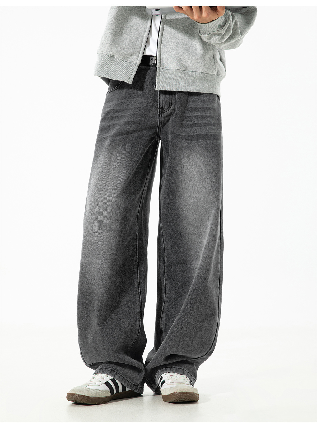 美式复古做旧水洗廓形牛仔裤男秋季新款潮牌直筒裤质感宽松长裤子详情13