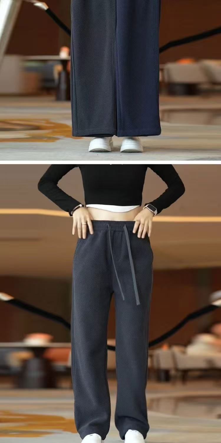 Heavyweight knitted twill sweatpants for men, new autumn and winter style, loose straight-leg pants, versatile and trendy long pants for men, 2025 style pic 9