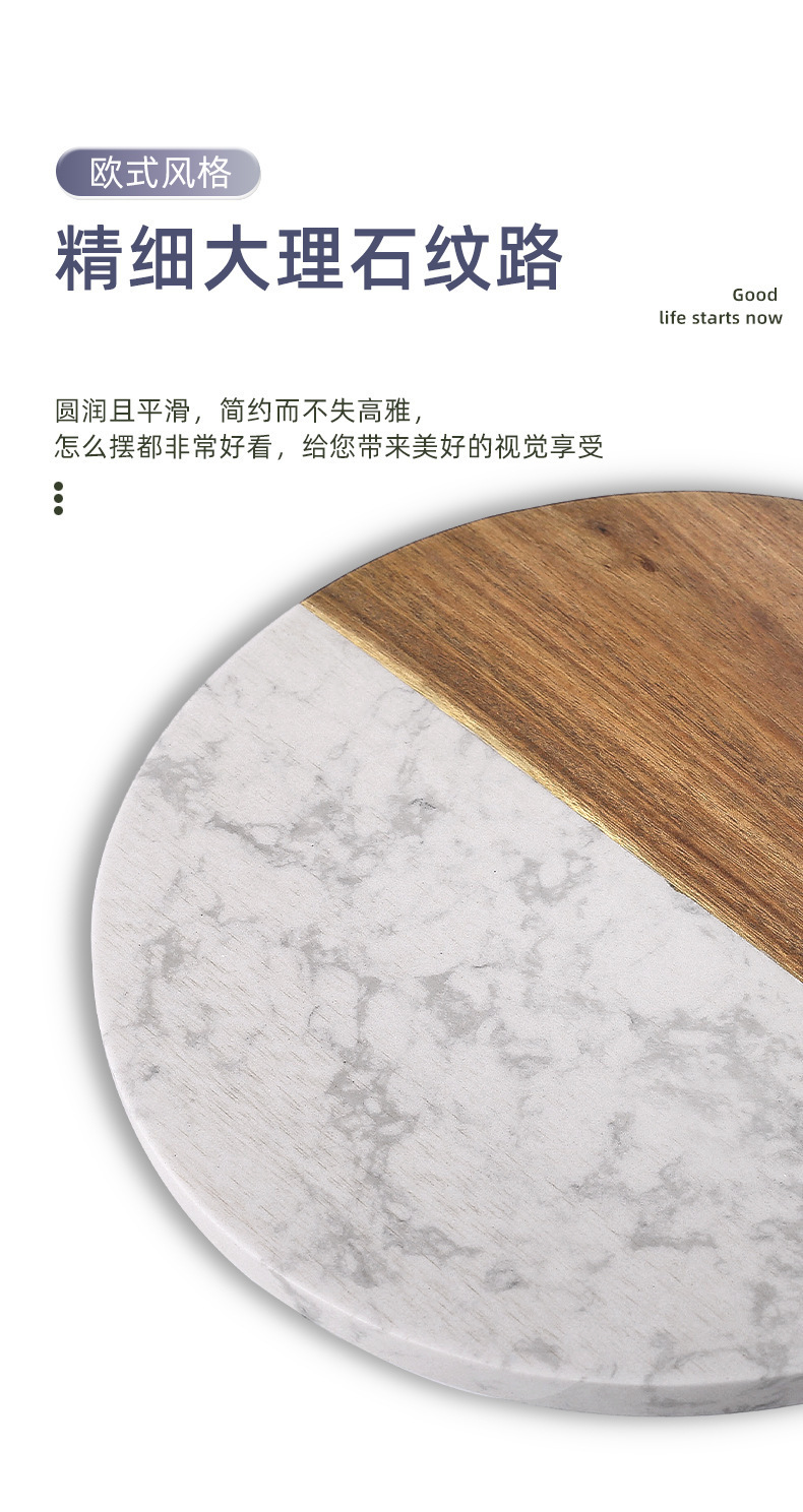 Acacia wood spliced marble cutting board, household wooden cutting board, Nordic light luxury steak platting board, cross-border special supply pic 5