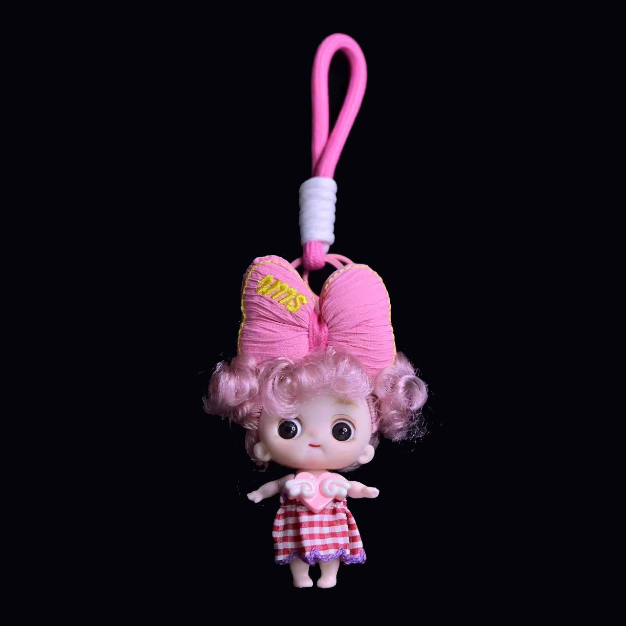 卡通立体呆萌头顶大蝴蝶结娃娃公仔挂件精品钥匙扣零钱包挂件批发详情3