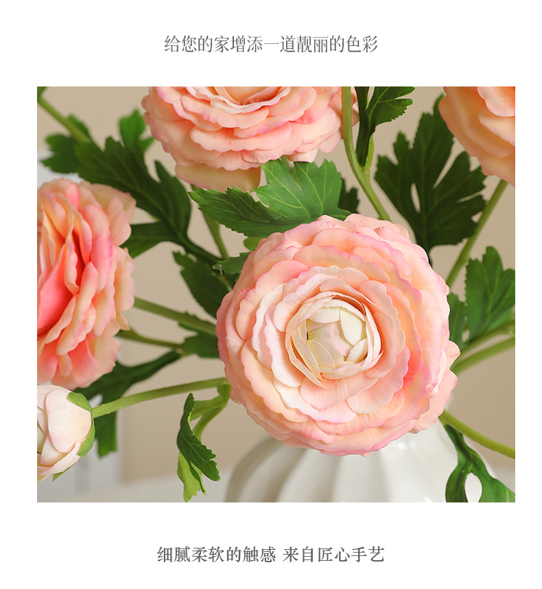 仿真高级感手感保湿三头露莲洋牡丹轻奢家居餐桌装饰假花办公文化仿真花礼盒详情19