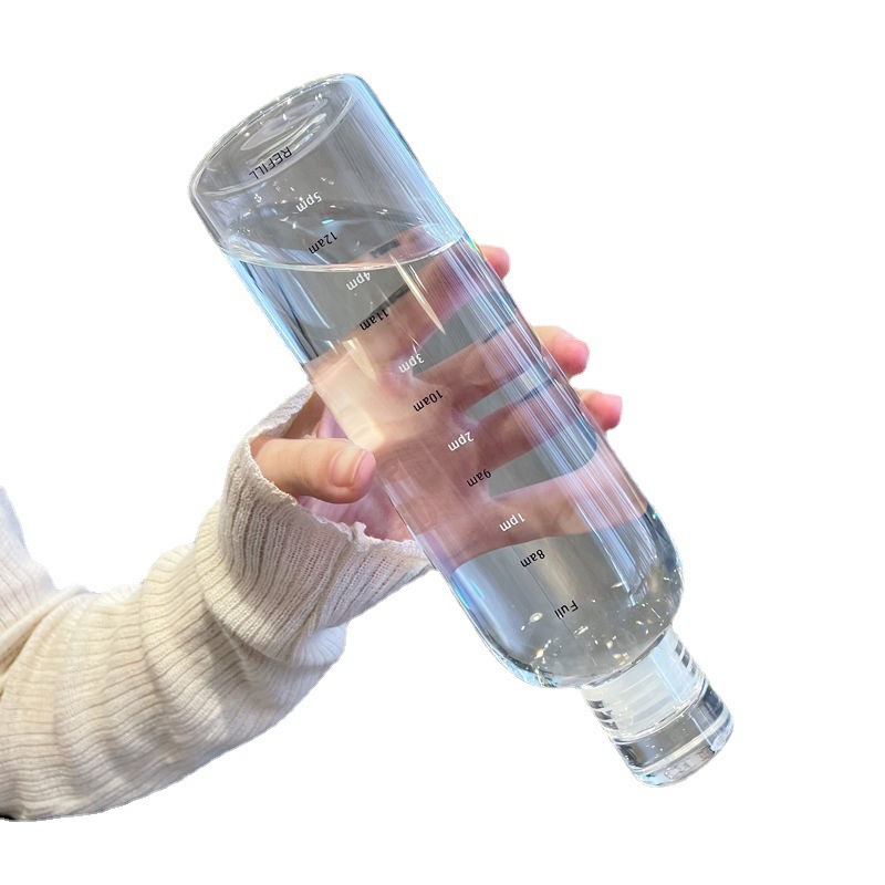 The same style of plastic cup with time scale as Xiaohongshu, transparent and highly attractive glass creative water cup, casual cup and gift cup pic 25