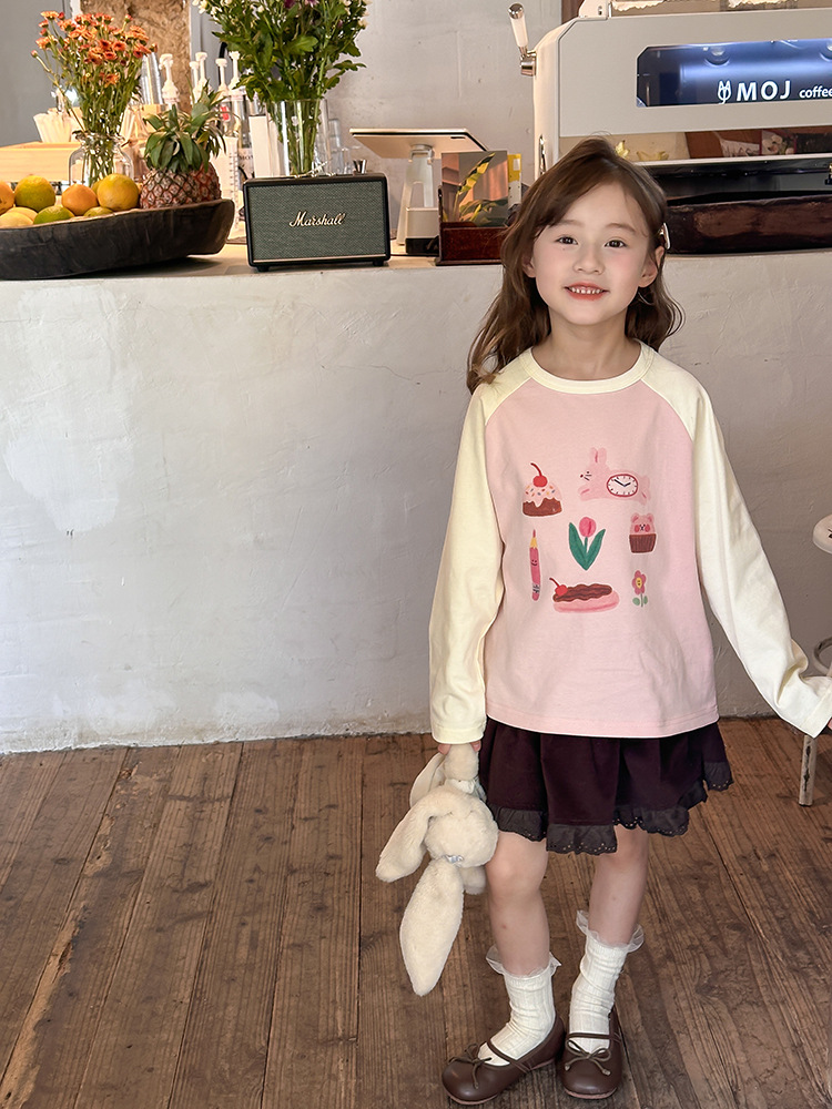 2024秋季新款儿童秋装长袖T恤上衣女童宝宝230克卡通插肩打底衫潮详情25