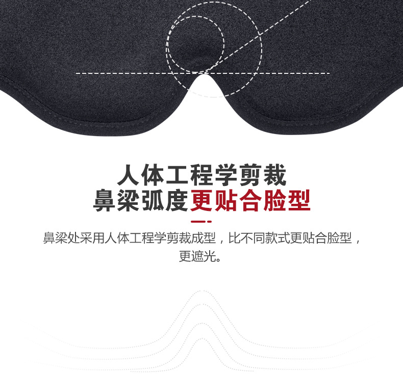 跨境眼罩冰丝莱卡3d遮光眼罩睡眠松紧调节旅行航空海绵立体护眼罩详情8