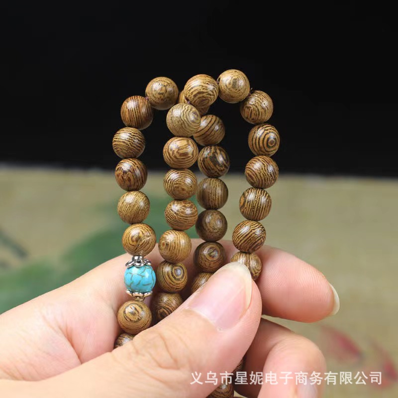长期销售鸡翅木加隔珠108颗佛珠手串手链木质工艺品佛珠批发详情7