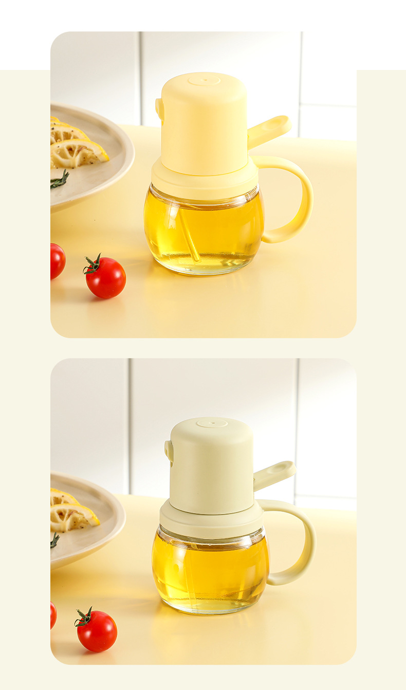 Kitchen glass oil can, high-temperature resistant household oil spray can, thickened sealed oil spray bottle, large-capacity oil tank, no oil hanging pic 16
