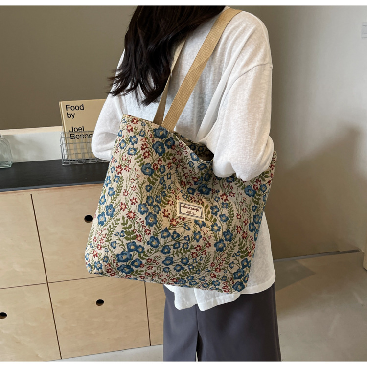 大容量帆布包包2024新款潮时尚百搭单肩手提袋子ins学生上课包女详情27