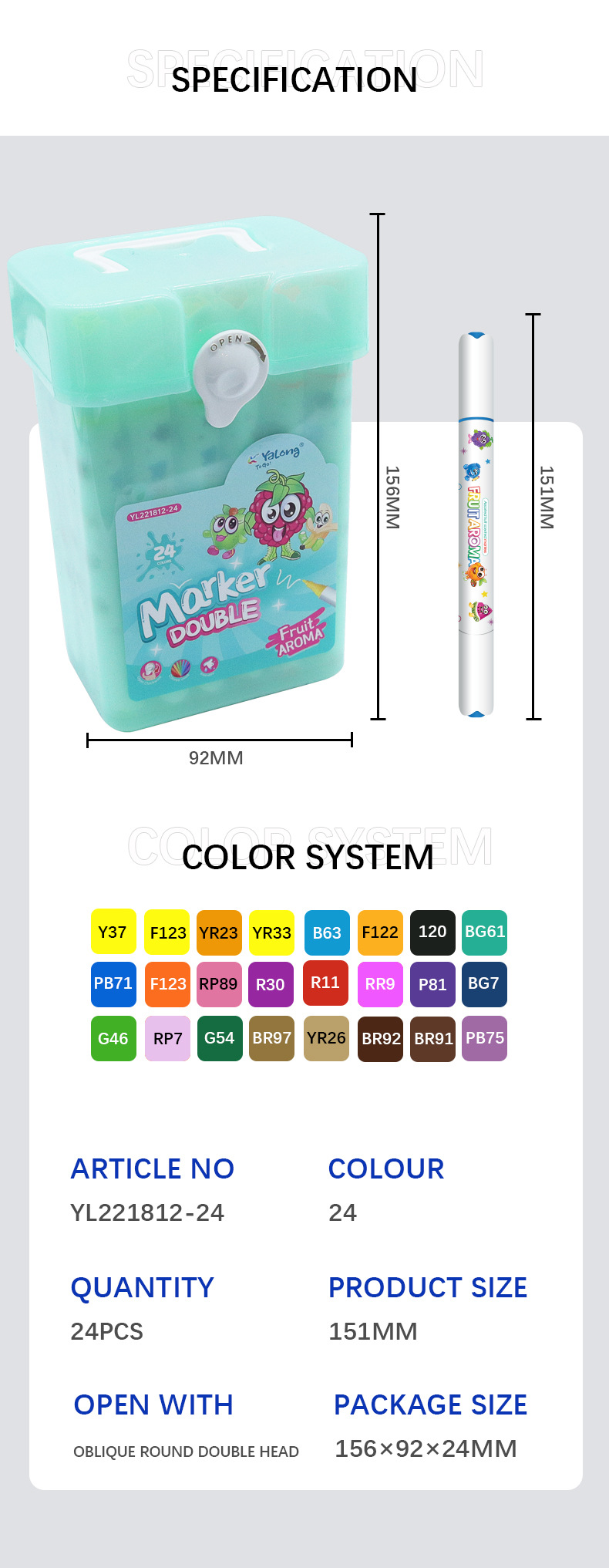 24-color, fragrant, washable marker pen triangular bucket smooth water flow double-pointed artistic marker pen set pic 8