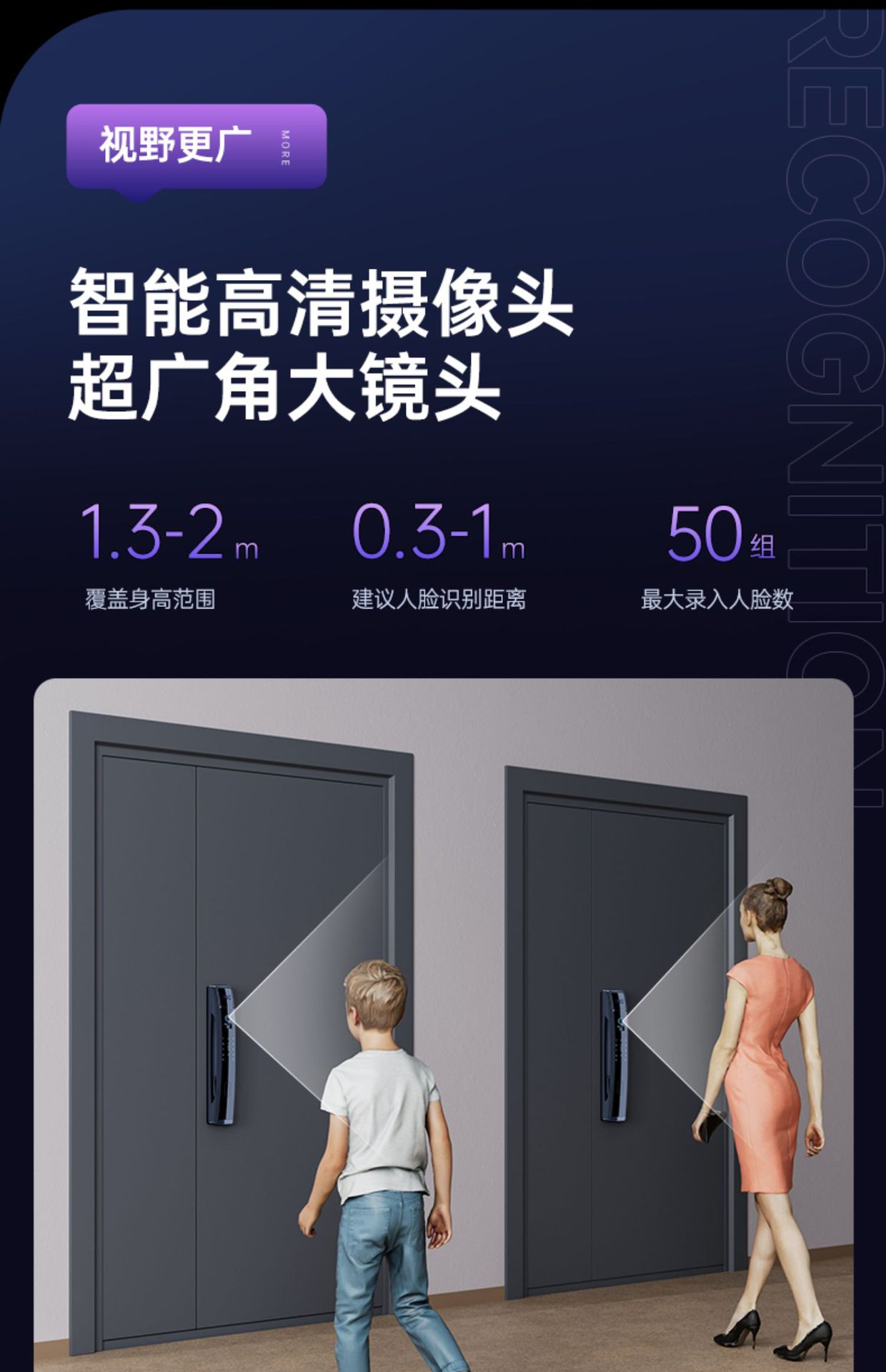 Fully automatic fingerprint lock, household anti-theft door, facial recognition smart door lock, visual cat eye, electronic password, facial recognition lock pic 9